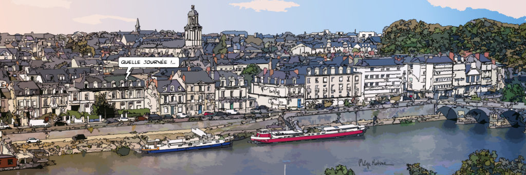 Quartier de la Doutre Angers bords de Maine — art Ligne Claire Angers — Philippe Matine