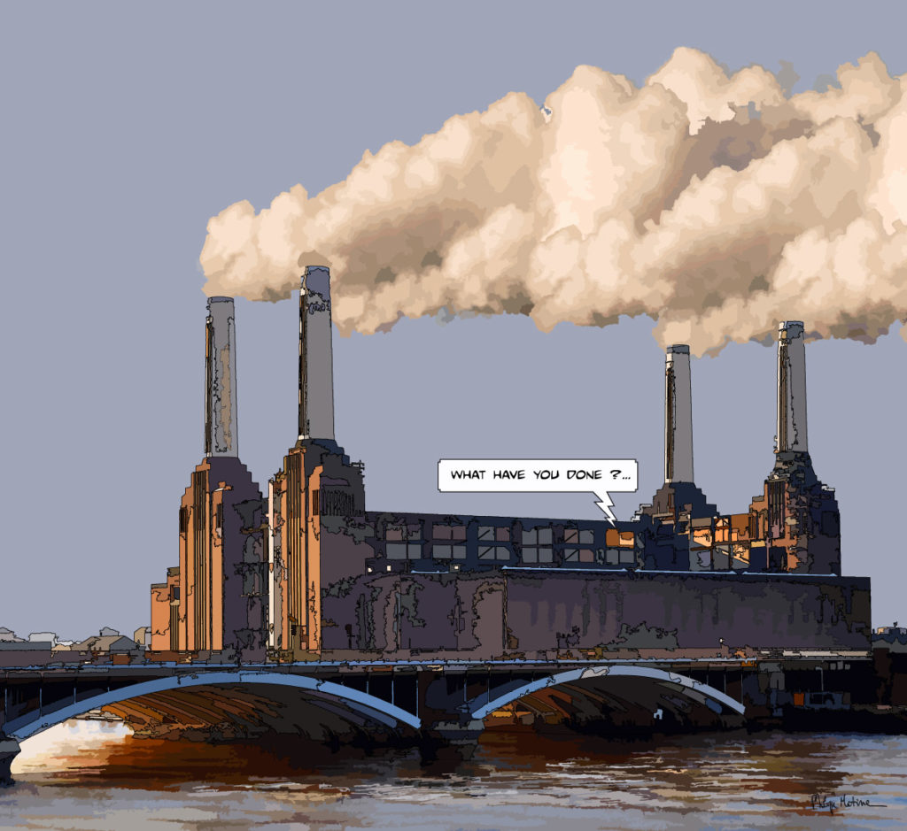 Centrale électrique Battersea Londres — art Ligne Claire London — Philippe Matine