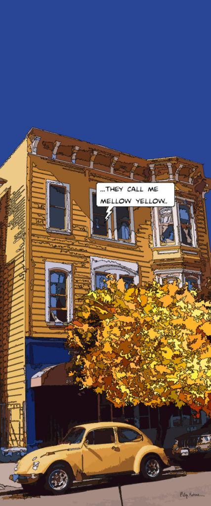 Maison victorienne jaune San Francisco — art Ligne Claire San Francisco — Philippe Matine
