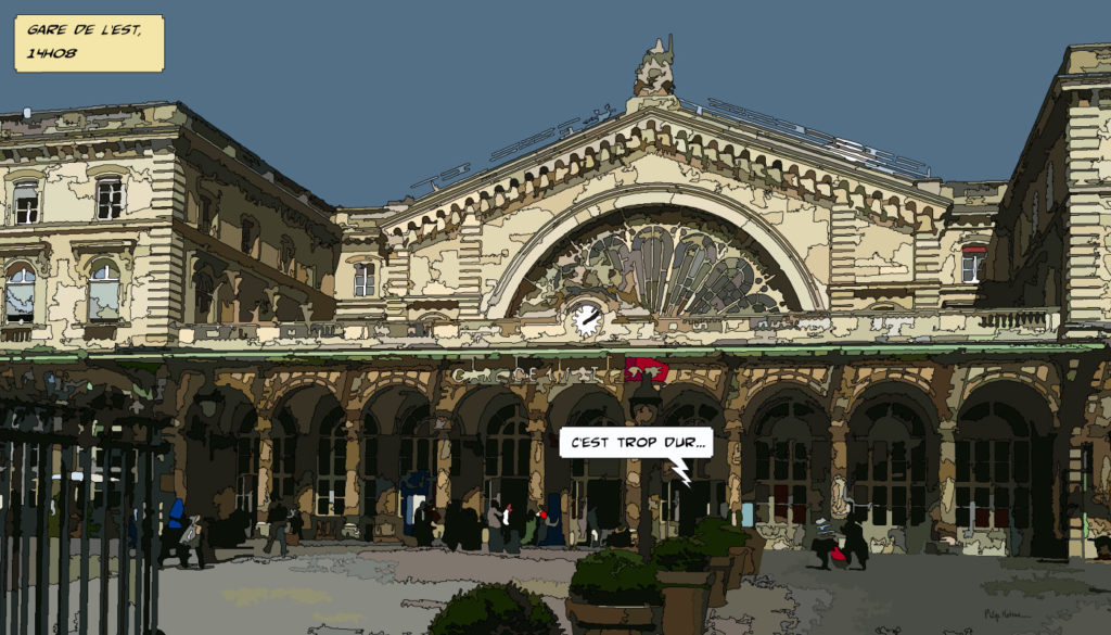 Gare de l'Est Paris façade et verrière — art Ligne Claire Paris — Philippe Matine