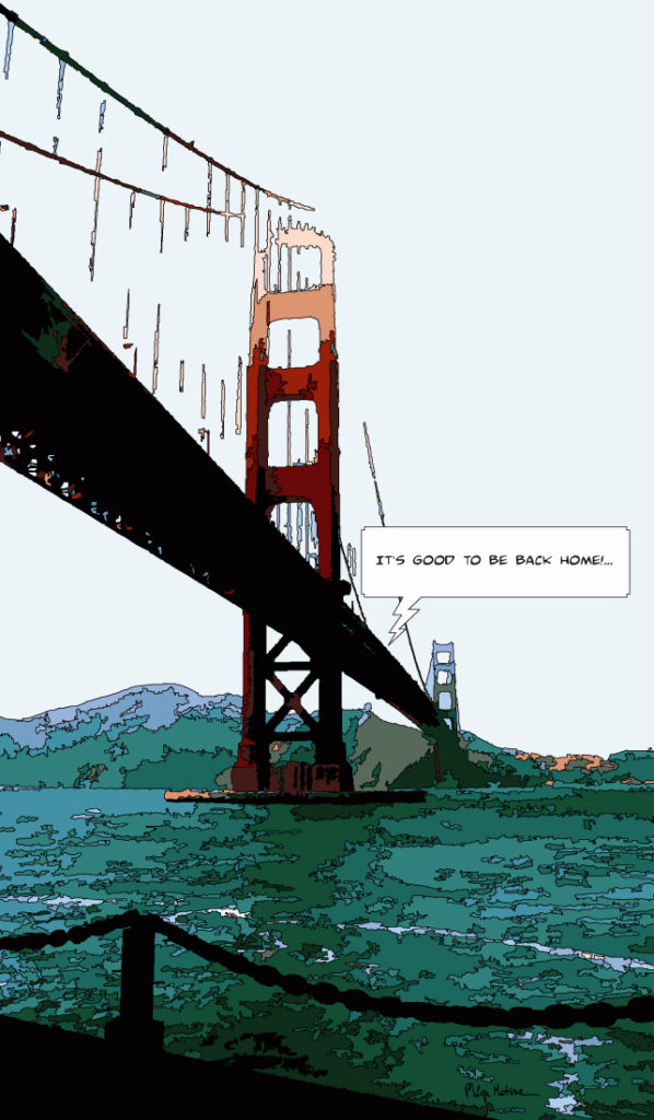Golden Gate Bridge San Francisco vue classique — art Ligne Claire San Francisco — Philippe Matine