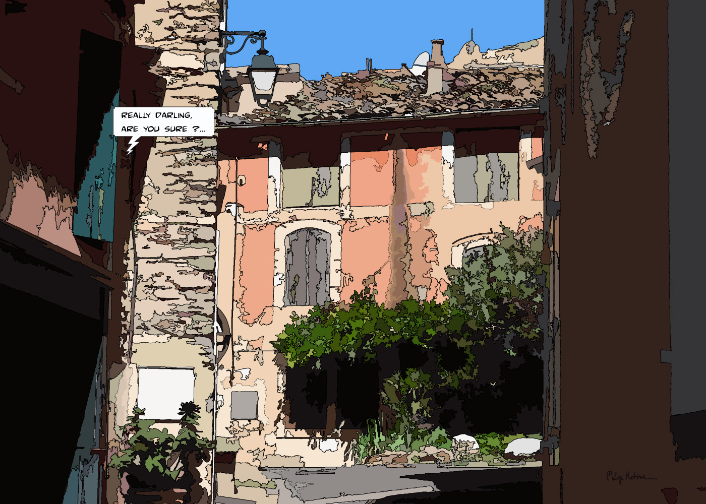 Maison de village du Midi — art Ligne Claire Marseille — Philippe Matine