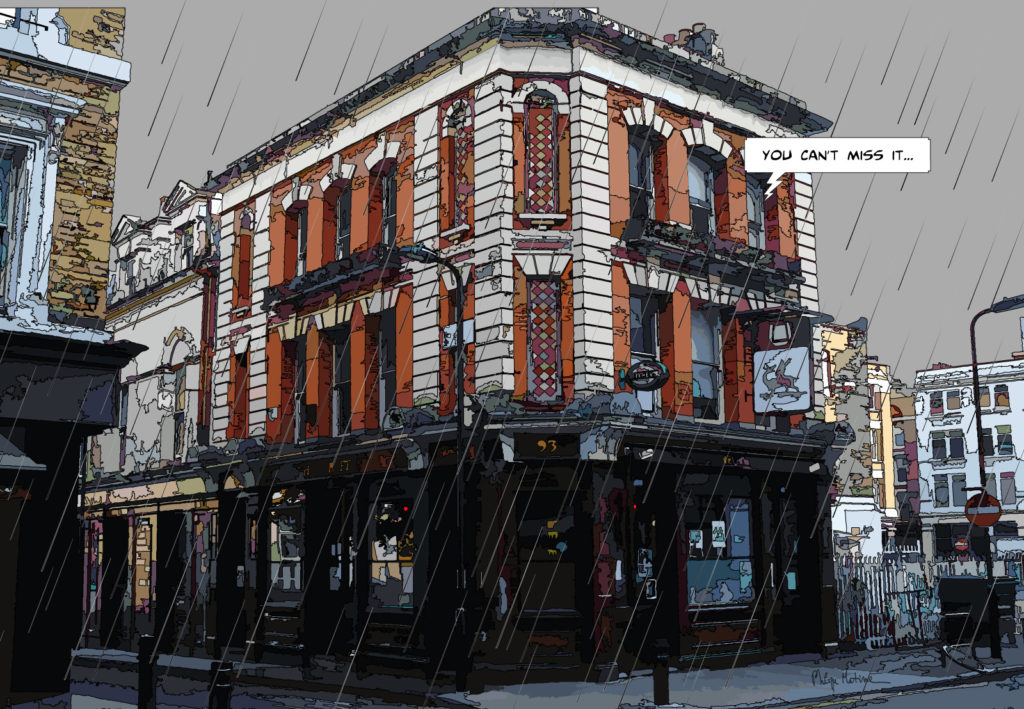 Griffin pub Londres architecture victorienne — art Ligne Claire London — Philippe Matine