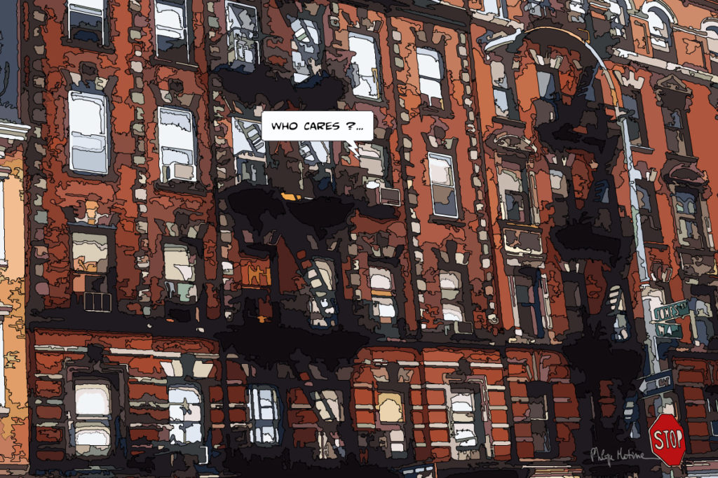 Immeubles de briques New York façades — art Ligne Claire New York — Philippe Matine