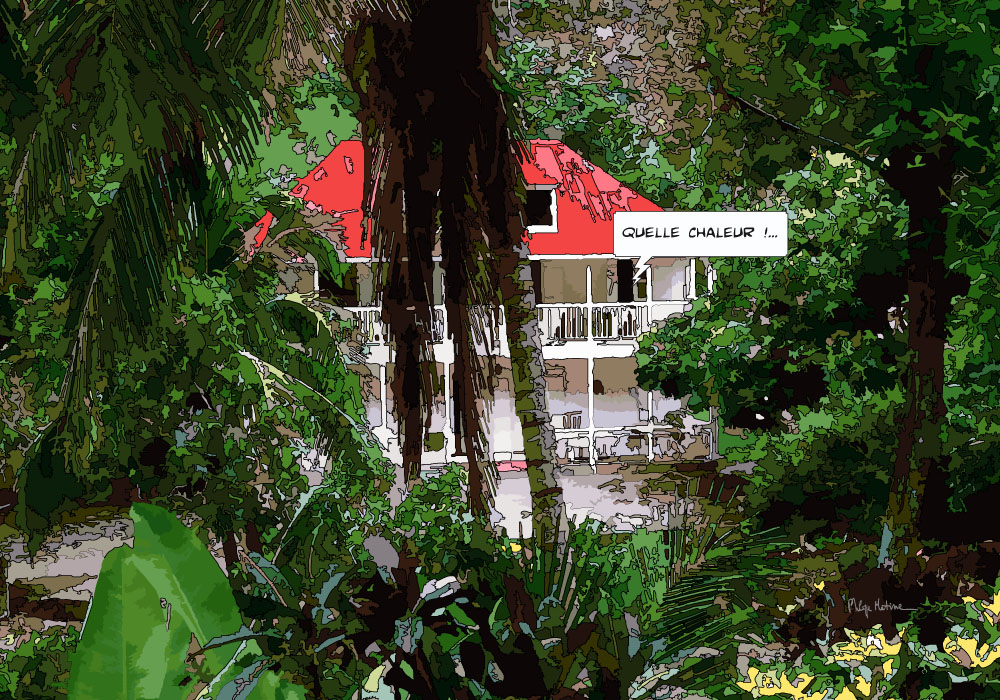 Jungle tropicale Antilles végétation dense — art Ligne Claire Antilles — Philippe Matine