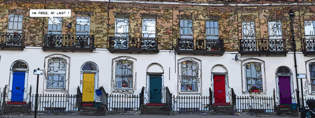 Free crescent Londres maisons victoriennes — art Ligne Claire London — Philippe Matine