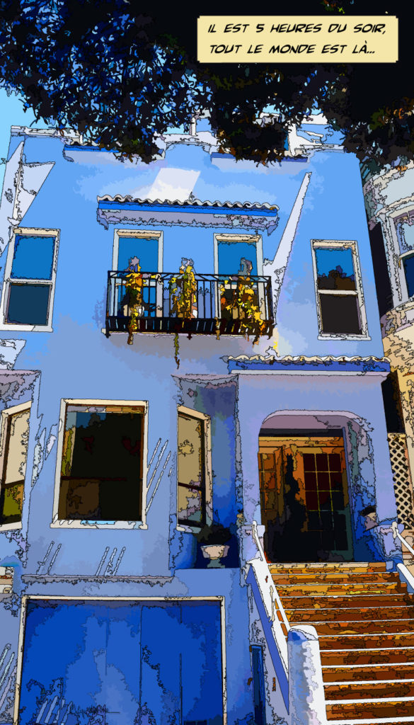 Maison bleue San Francisco victorienne — art Ligne Claire San Francisco — Philippe Matine