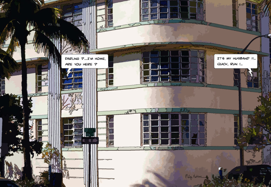 Hôtel Marlin Miami Beach détail — art Ligne Claire Miami — Philippe Matine