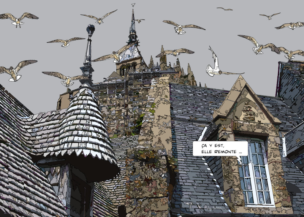 La marée au Mont St Michel — art Ligne Claire Bretagne — Philippe Matine