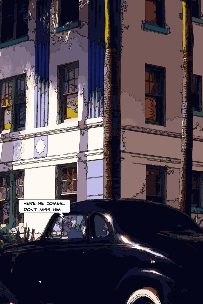 Nash Rambler de dos Miami palmiers — art Ligne Claire Miami — Philippe Matine