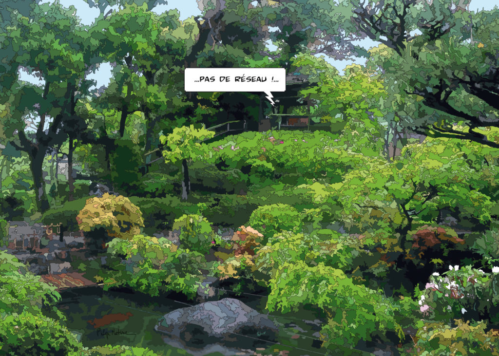 Jardin japonais allée de pierre — art Ligne Claire Japon — Philippe Matine