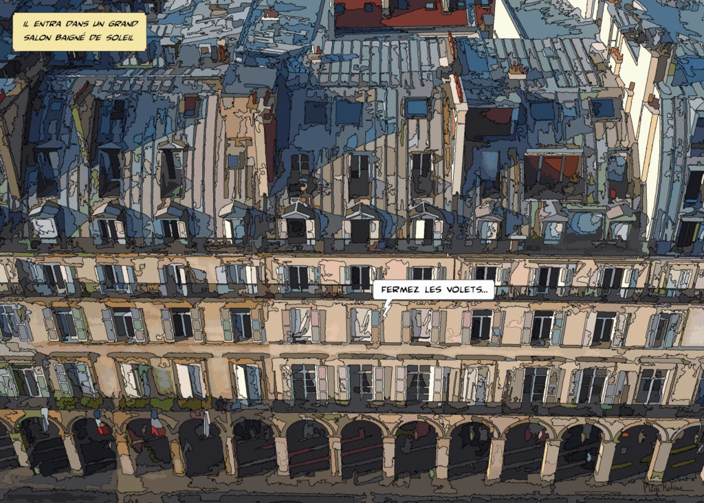 Rue de Rivoli Paris vue depuis les hauteurs — art Ligne Claire Paris — Philippe Matine