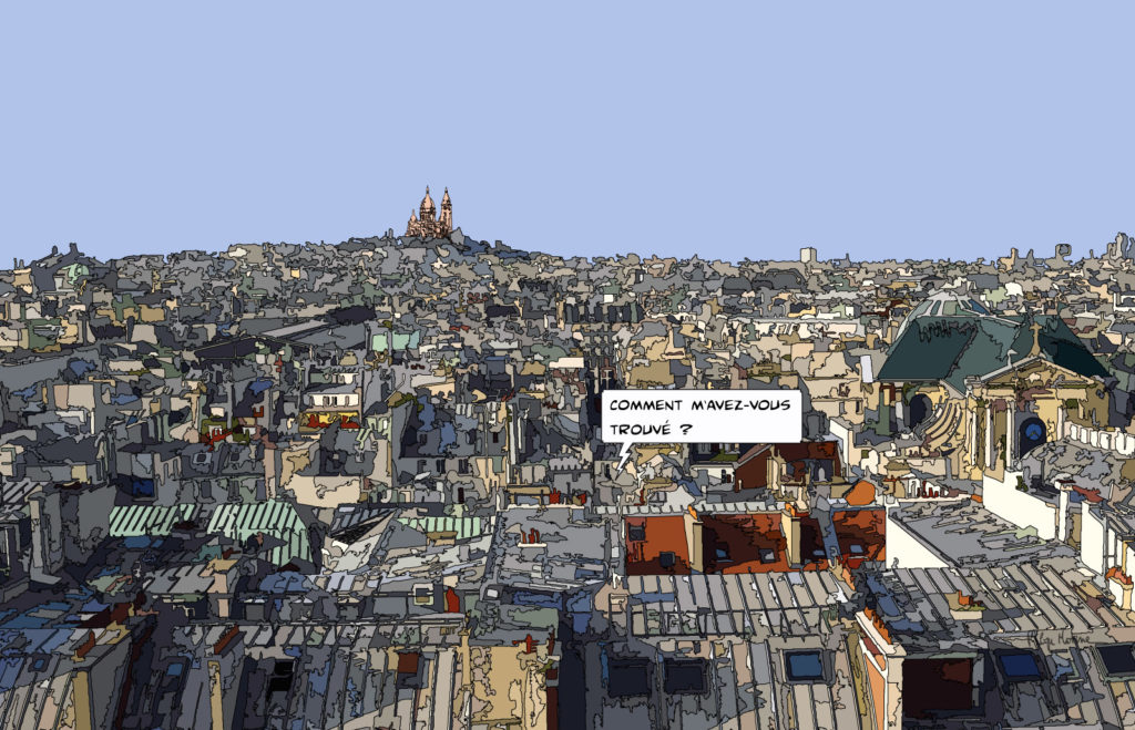 Vue panoramique de Paris et ses toits — art Ligne Claire Paris — Philippe Matine