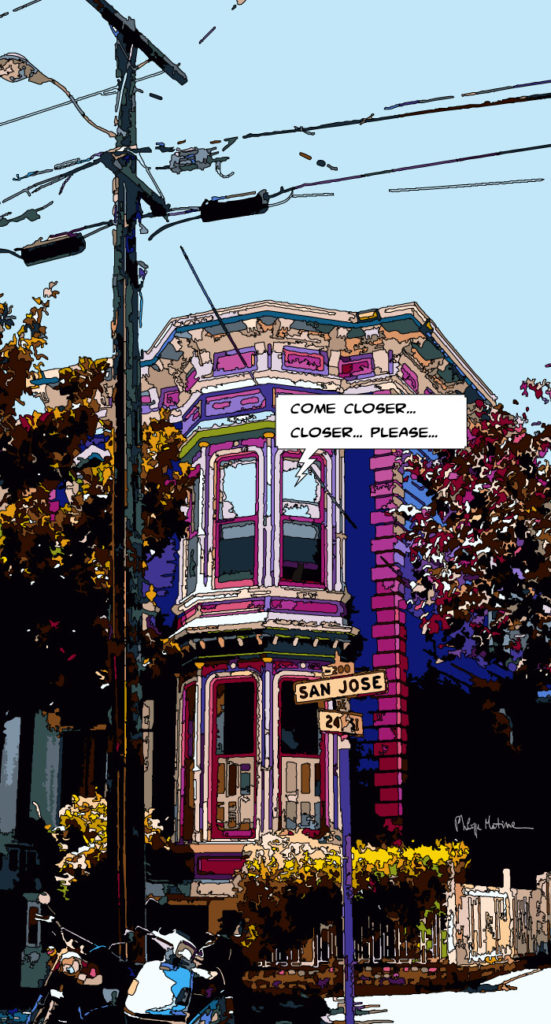 San Francisco San Jose corner house— art Ligne Claire San Francisco — Philippe Matine
