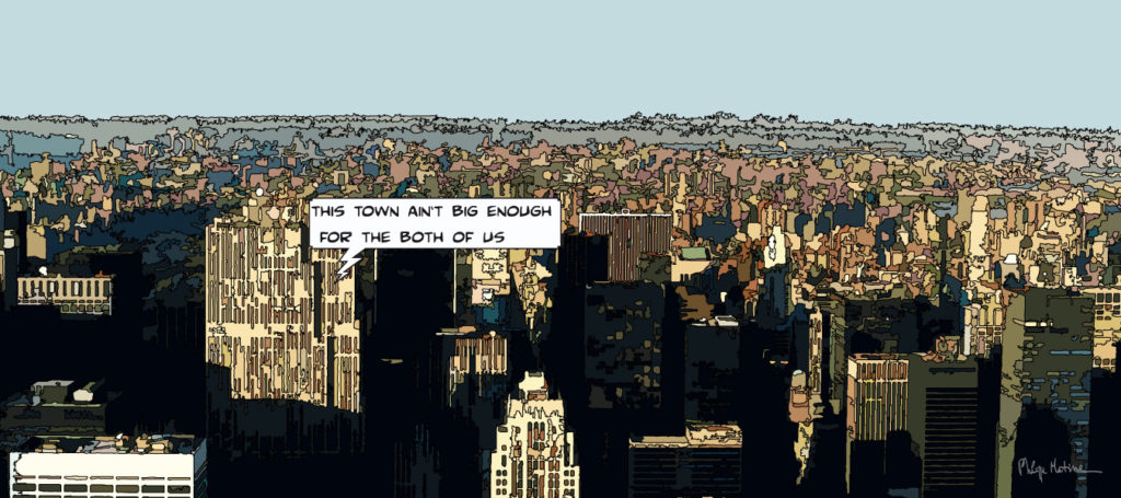 Skyline de Manhattan New York vue panoramique — art Ligne Claire New York — Philippe Matine