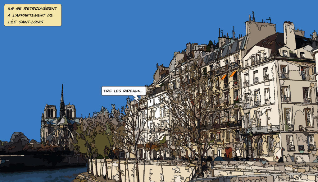 Immeubles haussmanniens Paris en bord de Seine — art Ligne Claire Paris — Philippe Matine