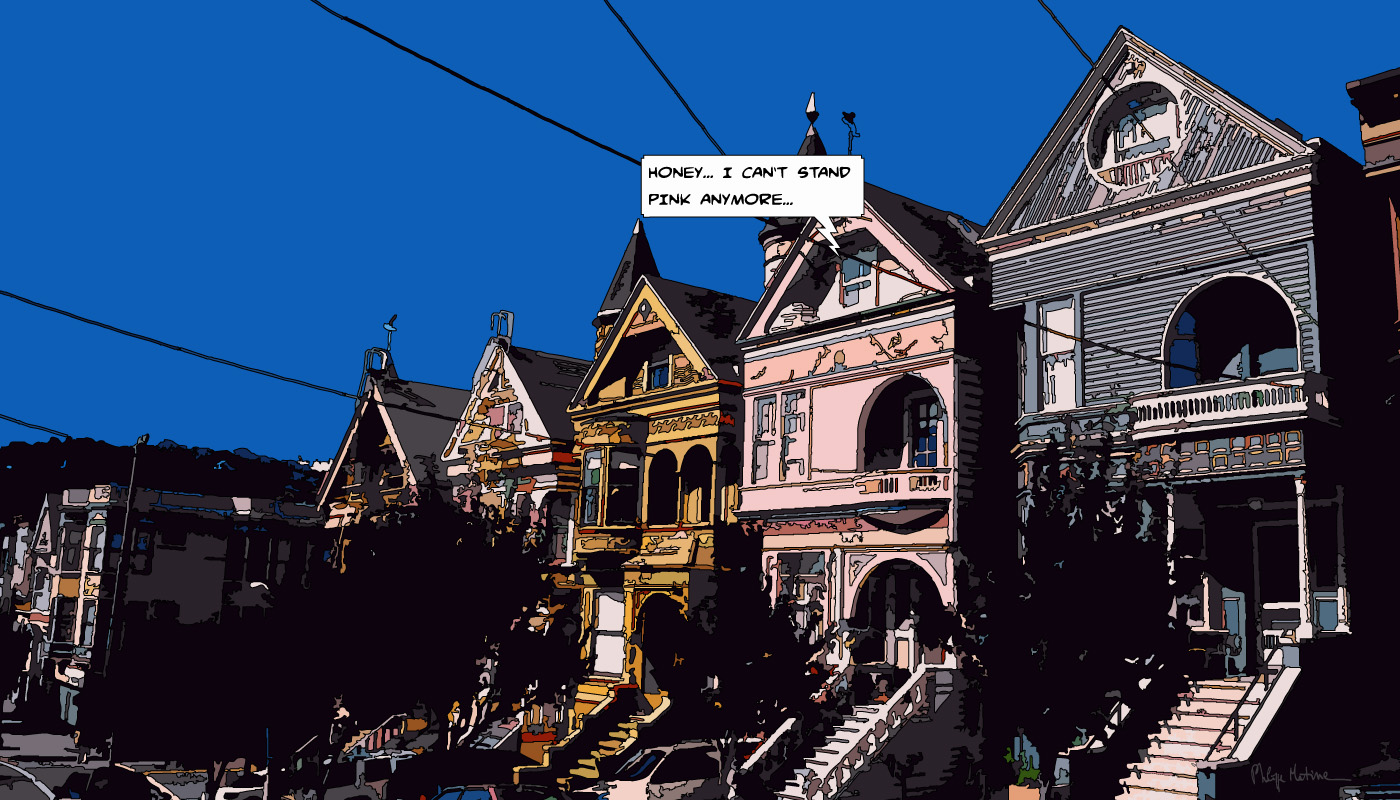 San Francisco maisons victoriennes — art Ligne Claire San Francisco — Philippe Matine