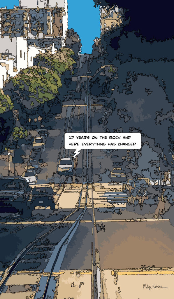 Rue San Francisco 17 ans après — art Ligne Claire San Francisco — Philippe Matine