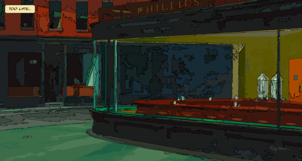 Hommage Night Hawks Hopper — art Ligne Claire Hommages — Philippe Matine