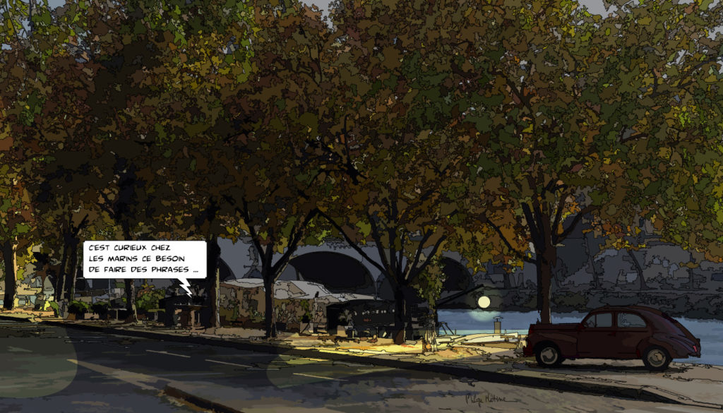 Guinguette bords de Seine Paris — art Ligne Claire Paris — Philippe Matine