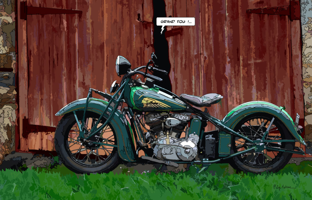 Moto Indian vintage — art Ligne Claire Motors — Philippe Matine