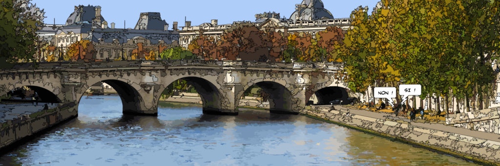 Petit Pont Neuf Paris et ses arches — art Ligne Claire Paris — Philippe Matine