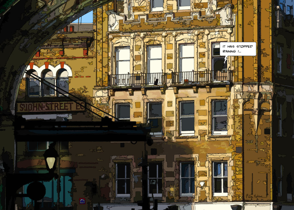 Rue St John Street Londres — art Ligne Claire London — Philippe Matine