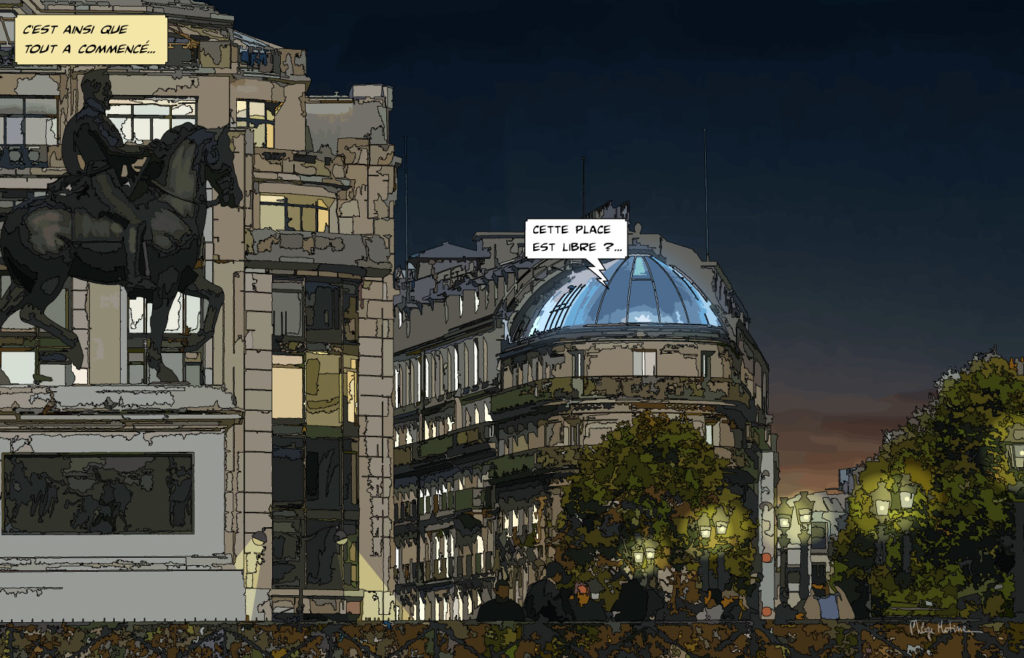 Place Henri IV Paris et ses monuments — art Ligne Claire Paris — Philippe Matine
