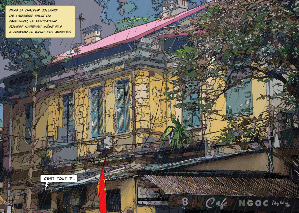Café Ngoc Vietnam façade — art Ligne Claire Japon — Philippe Matine