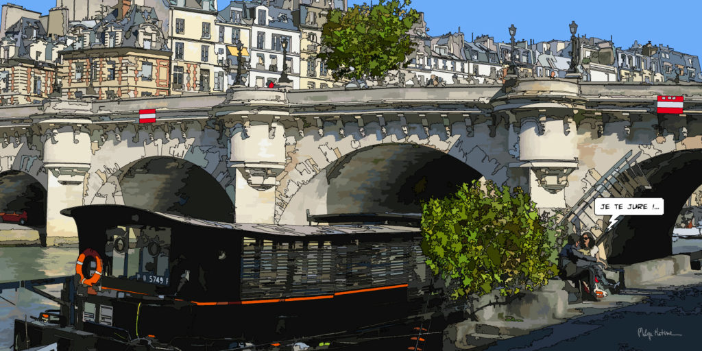 Petit Pont Neuf — art Ligne Claire Paris — Philippe Matine