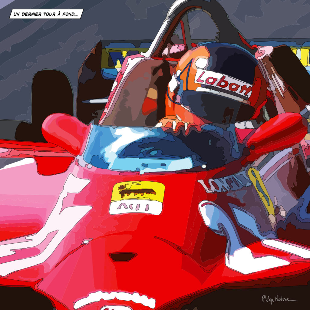 Gilles Villeneuve Ferrari Formule 1 — art Ligne Claire Motors — Philippe Matine
