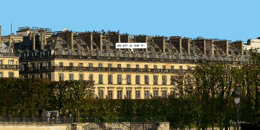 Rue de Rivoli Paris aux tons dorés — art Ligne Claire Paris — Philippe Matine
