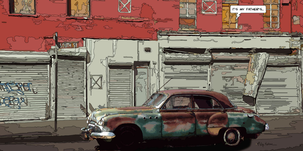 Buick vintage South Street — art Ligne Claire Motors — Philippe Matine