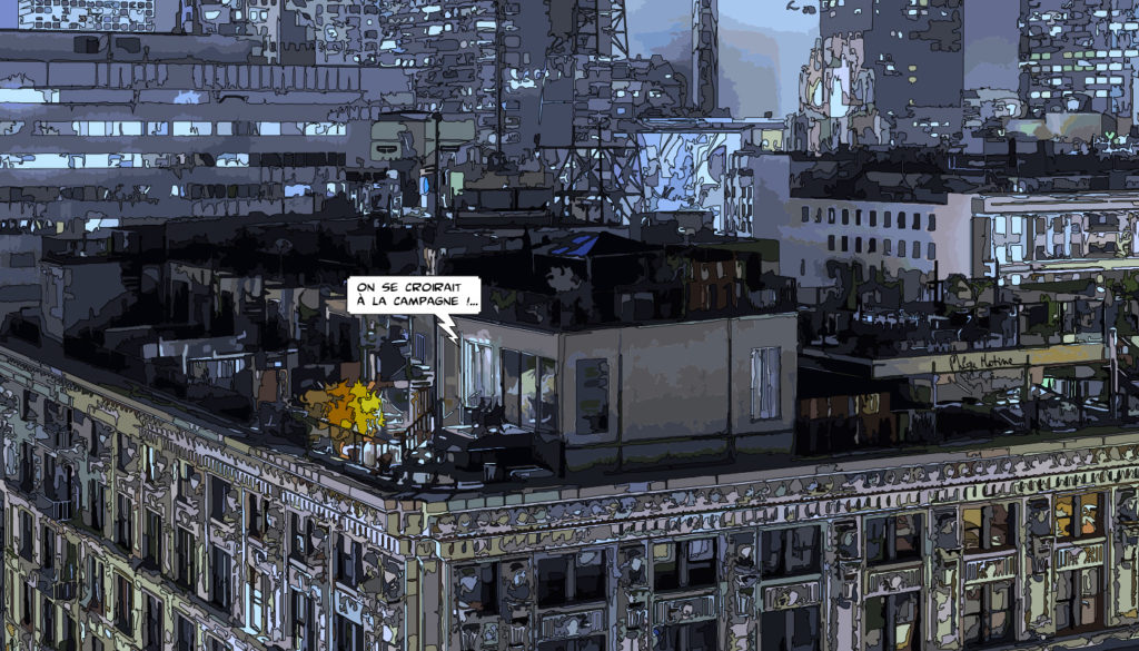 Penthouse Los Angeles vue panoramique — art Ligne Claire San Francisco — Philippe Matine