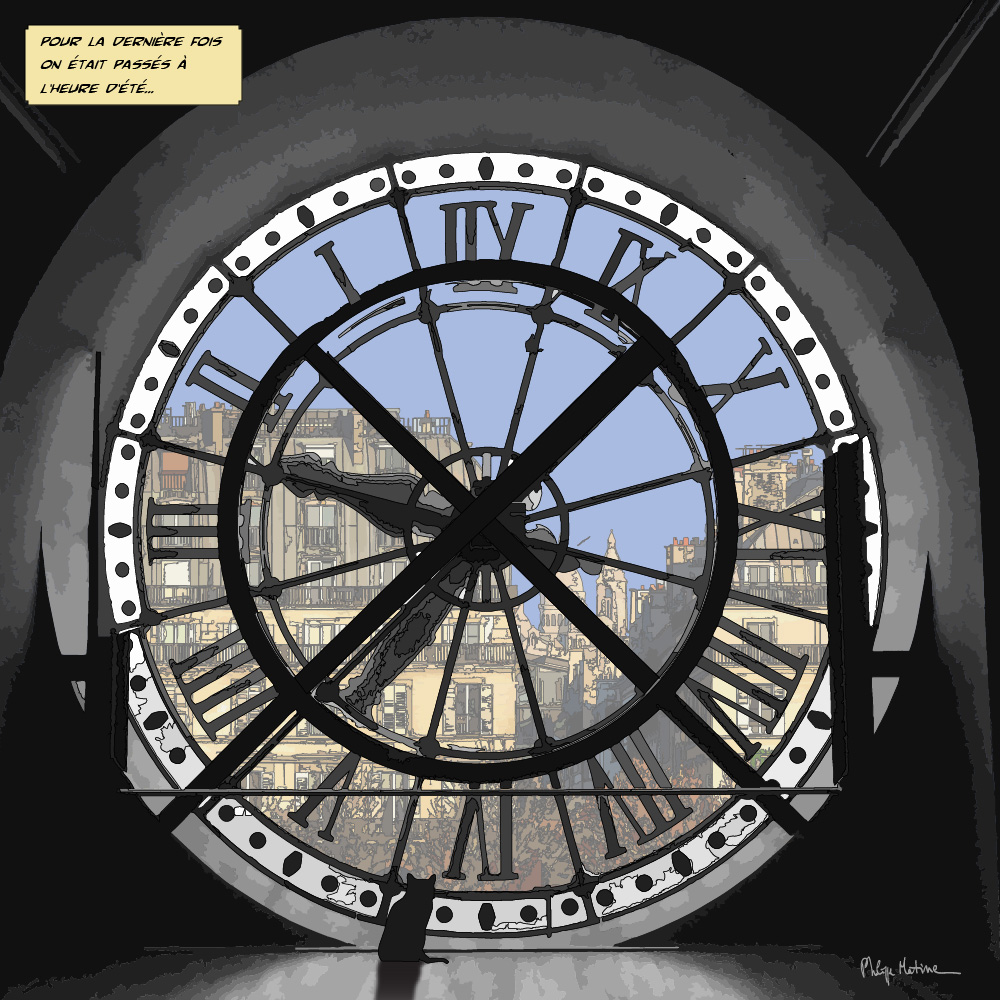 Grande horloge du musée d'Orsay Paris — art Ligne Claire Paris — Philippe Matine