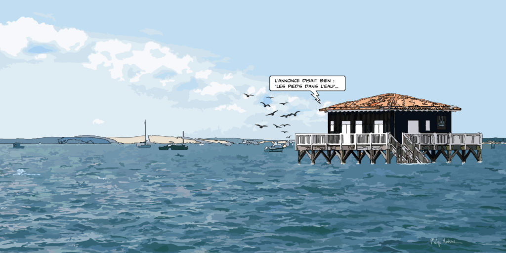 Pieds dans l'eau Bassin d'Arcachon — art Ligne Claire Bordeaux — Philippe Matine