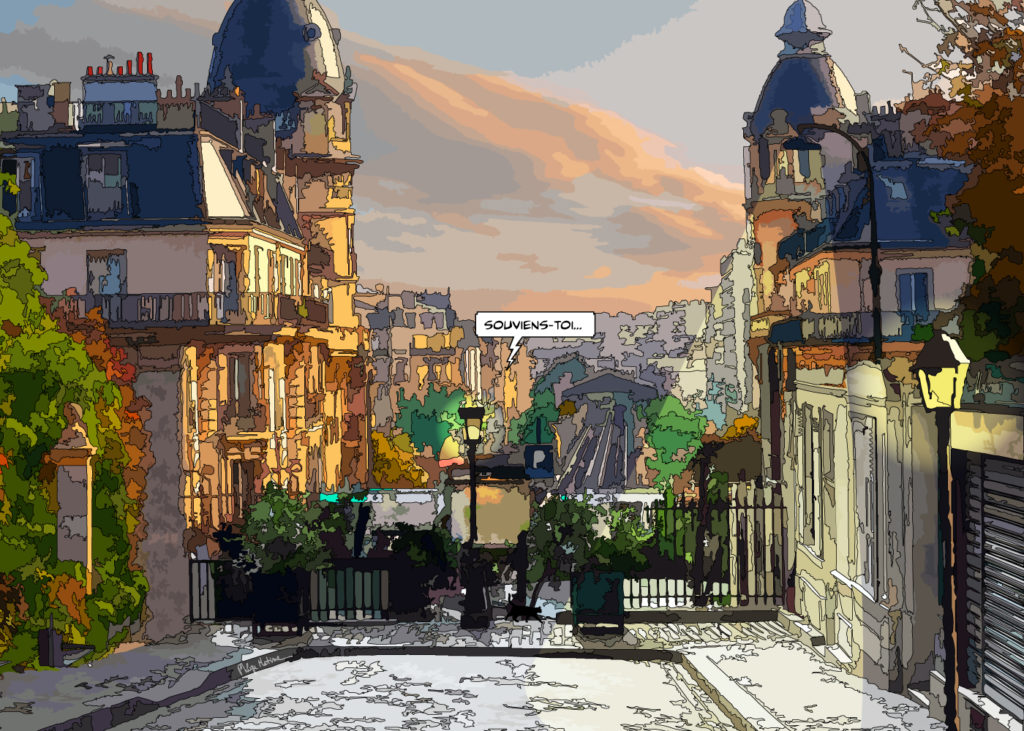 Vue panoramique depuis Passy Paris — art Ligne Claire Paris — Philippe Matine