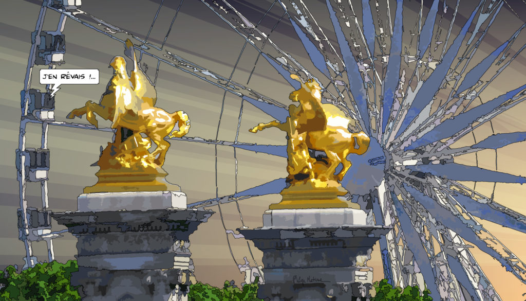 Quadrige doré Grand Palais Paris — art Ligne Claire Paris — Philippe Matine