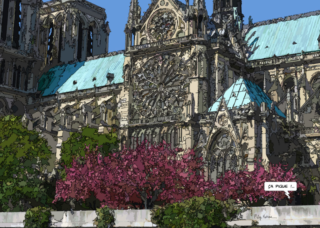Notre-Dame de Paris façade gothique — art Ligne Claire Paris — Philippe Matine