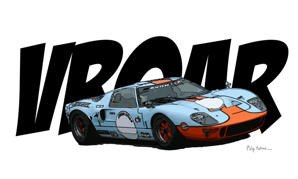 Ford GT40 Le Mans piste de course — art Ligne Claire Motors — Philippe Matine