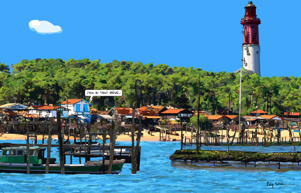 Cap Ferret et le Bassin d'Arcachon — art Ligne Claire Bordeaux — Philippe Matine