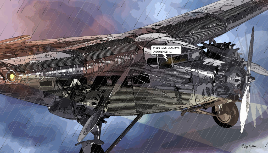 Ford Trimotor avion vintage — art Ligne Claire Motors — Philippe Matine