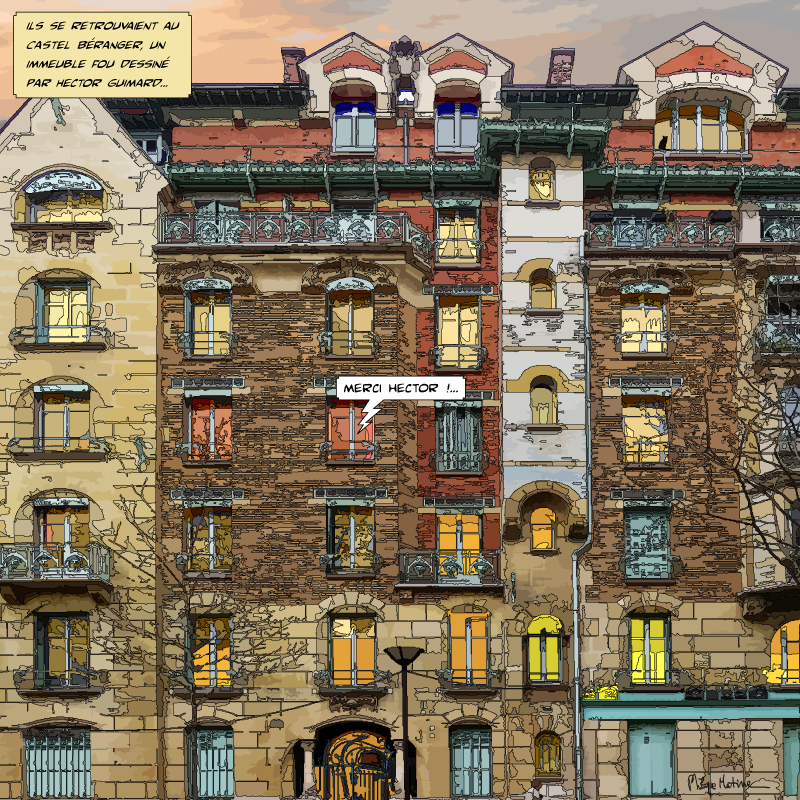 Immeuble Castel Béranger Paris Art Nouveau — art Ligne Claire Paris — Philippe Matine