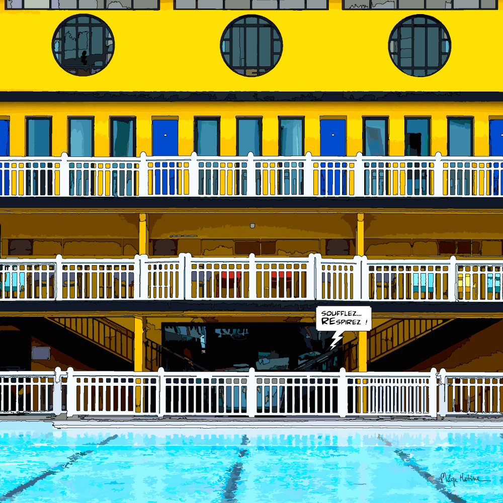 Piscine Molitor Paris intérieur — art Ligne Claire Paris — Philippe Matine