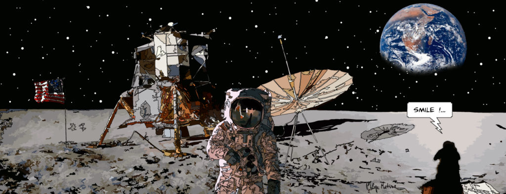 Module lunaire Apollo — art Ligne Claire Motors — Philippe Matine