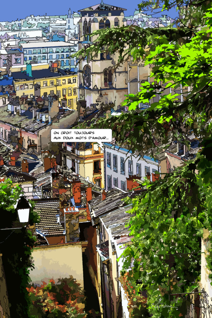 Escalier du quartier Saint-Jean Lyon — art Ligne Claire Lyon — Philippe Matine