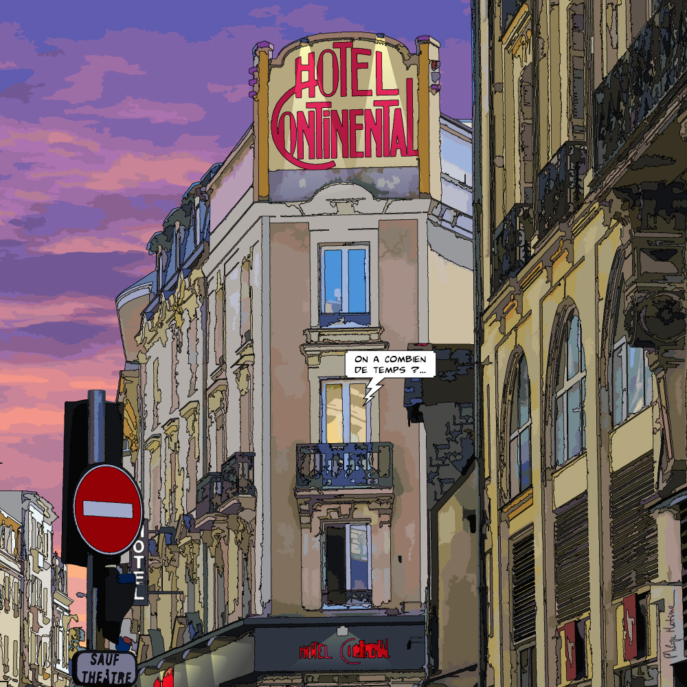 Hôtel Continental Angers façade — art Ligne Claire Angers — Philippe Matine