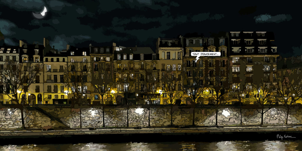 Immeubles haussmanniens quai de Seine Paris — art Ligne Claire Paris — Philippe Matine