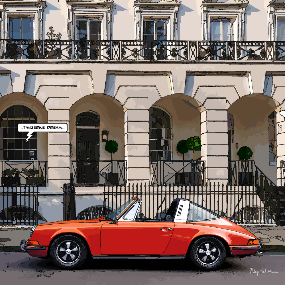 Porsche 911T Londres Hanover Terrace — art Ligne Claire Motors — Philippe Matine
