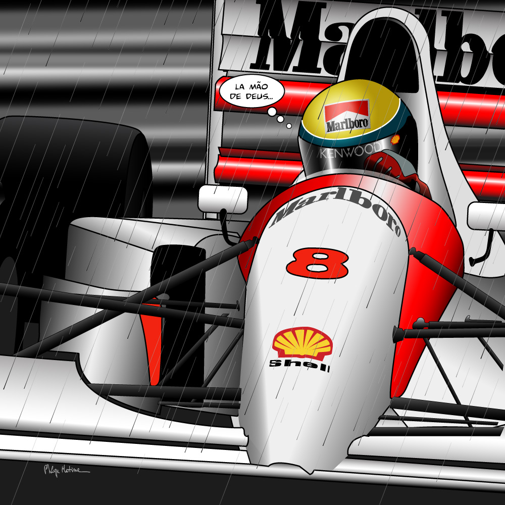 Ayrton Senna Formule 1 Monaco — art Ligne Claire Motors — Philippe Matine